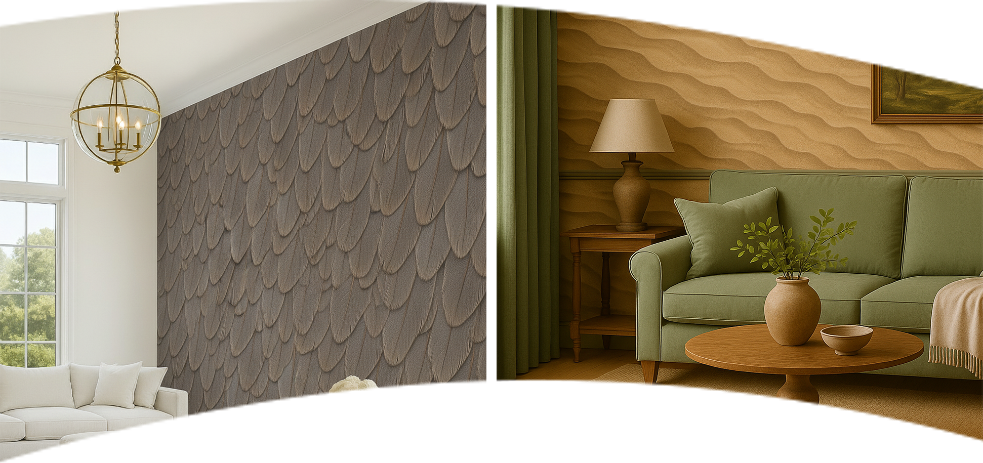 Examples of luxury textured wall coverings.